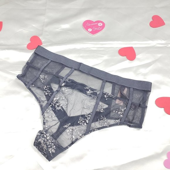 Victoria's Secret Other - VS Gray  Mesh Metallic Floral High Waist Thong